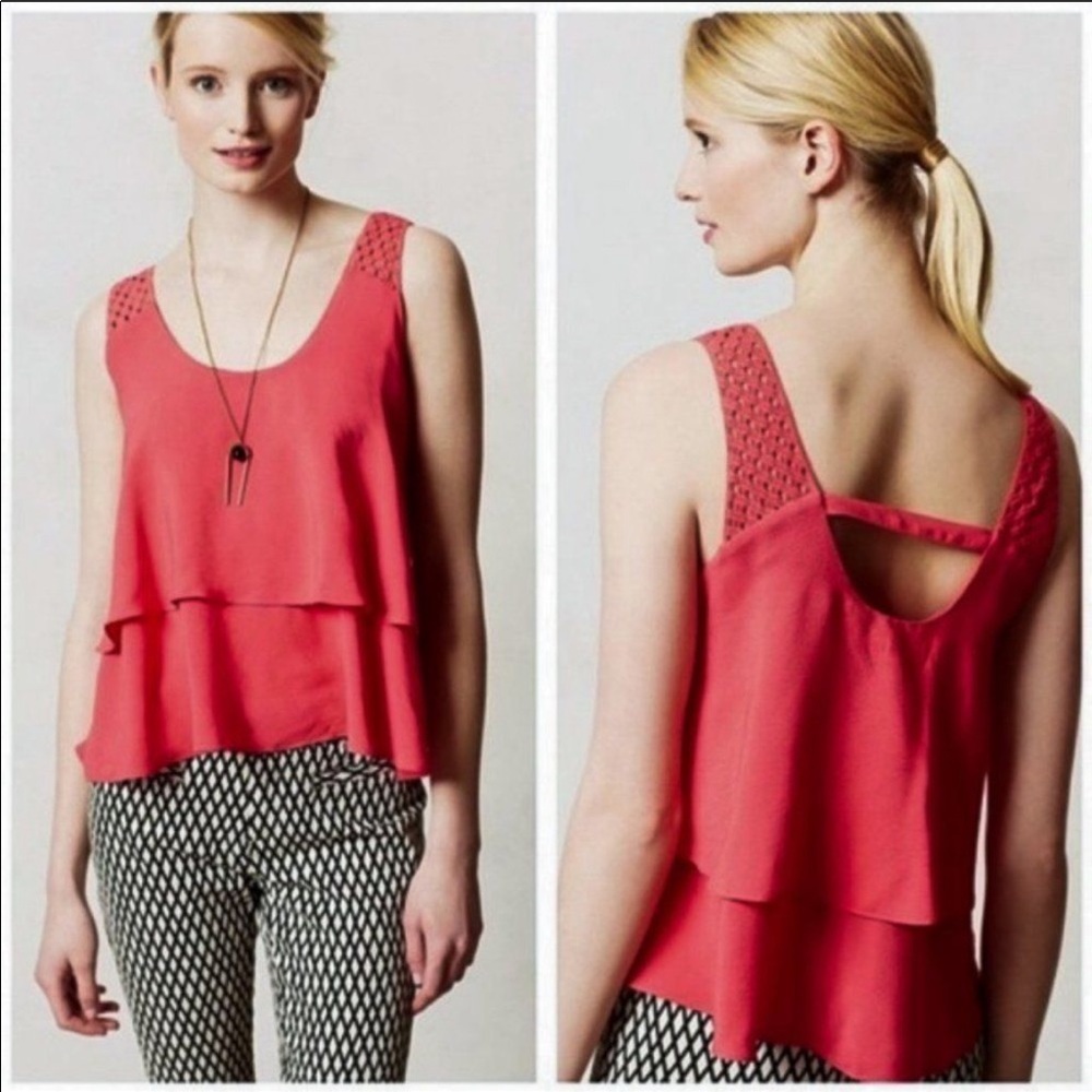 Anthropologie HD in Paris Hot Pink Lace Top Tank